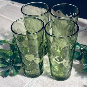 Vintage Hazel-Atlas El Dorado Coin Dot Glasses Avocado Green (Set of 4) 1960’s